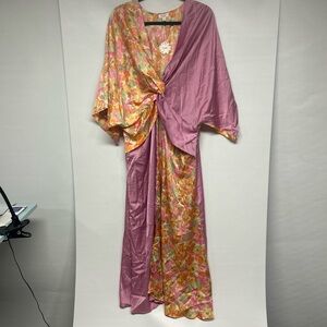 ODDY Vibrant Floral Dress in Pink and Multicolor